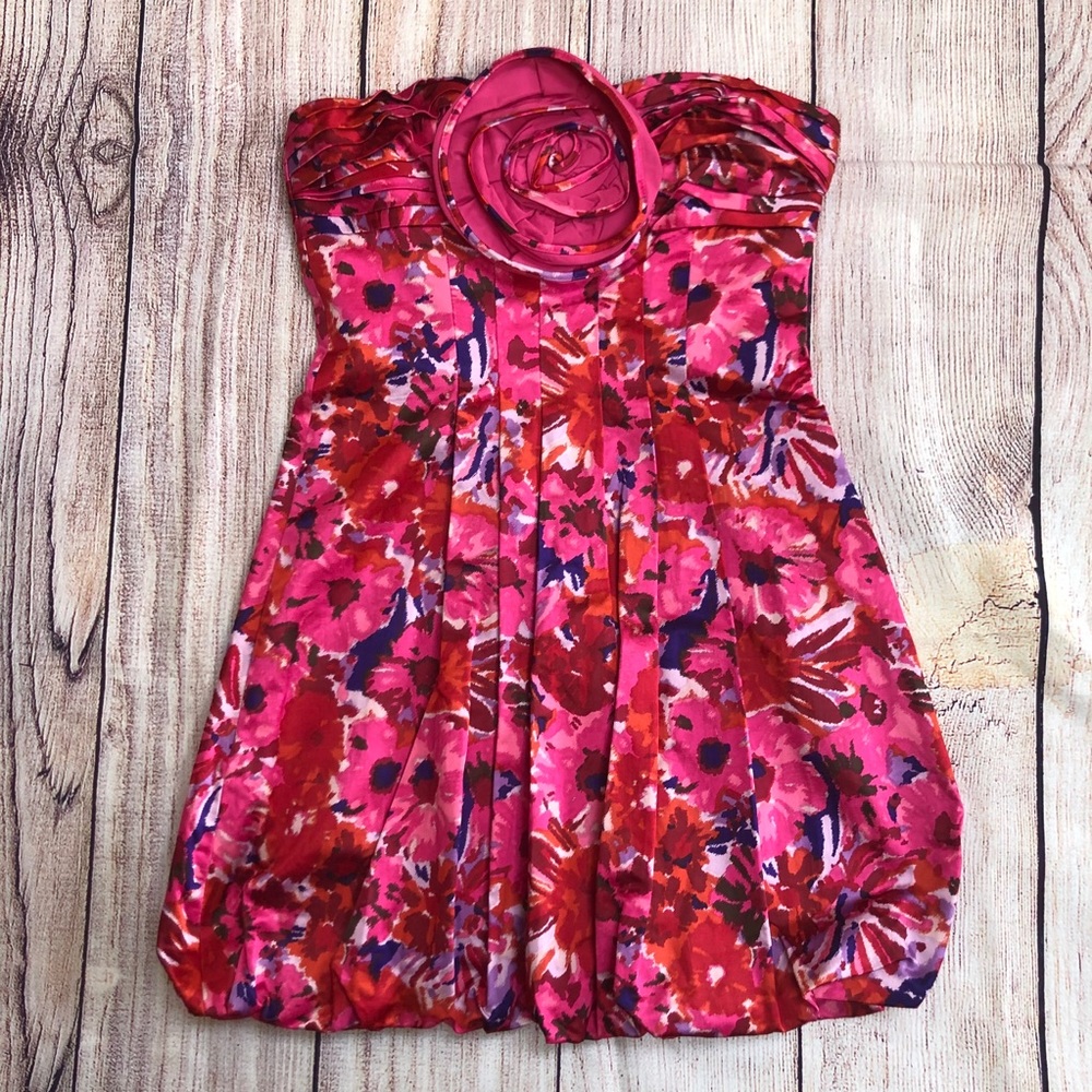BCBG | Begonia Pink Strapless Floral Cocktail